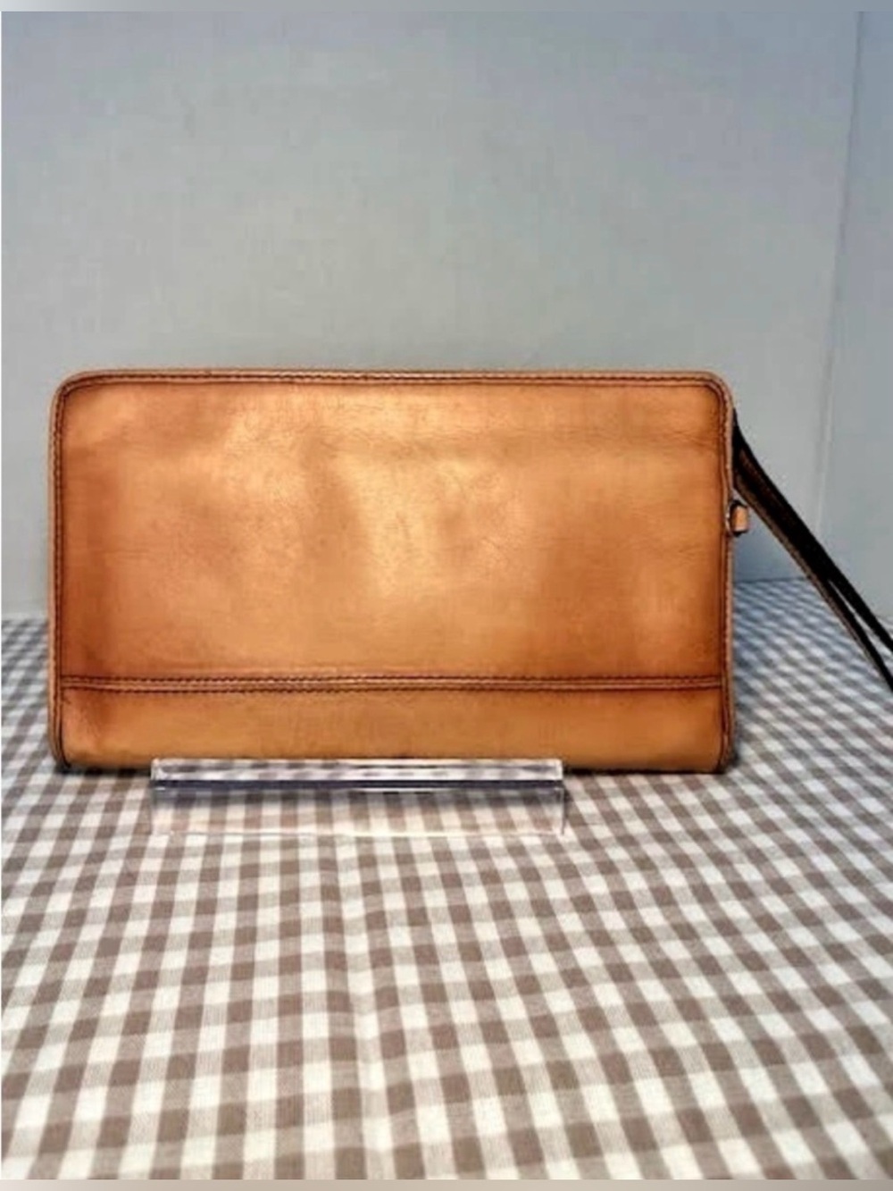 Banana Republic Large Leather Clutch / Wristlet with Leopard Interior